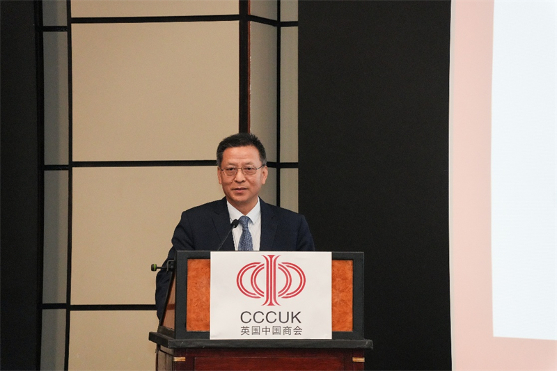 中国驻英国大使馆公使余本林发表讲话。主办方供图